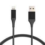 Amazon Basics 2-Pack USB-A to Lightning ABS Charger Cable, MFi Certified for Apple iPhone 14 13 12 11 X Xs Pro, Pro Max, Plus, iPad, 10,000 Bend Lifespan, 0.9 m, Black