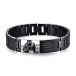 VNOX Personalized Bracelet for Dad Men - Engraved Names Text Photo Men's Link Bracelet Gift for Birthday Anniversary Father Husband Grandpa Son Boyfriend, 8 3 inch, Stainless Steel, Lava Stone