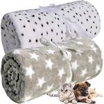 LeerKing 2 Packs Dog Blankets Soft Warm Pet Cat Bed Blanket Fleece Flannel Mattress Couch Sofa Crate for small medium large Puppy，30"x 40" White&Gray