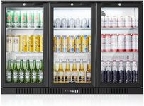 BODEGACOOLER Back Bar Cooler With 3 Glass Doors,Under Counter Bar Beverage Refrigerator,Commercial Drink Fridge,LED Light Display Refrigerator,Bar Cooler for Beer Soda Drinks Wine