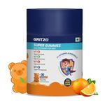 Gritzo Super Gummies, Multivitamin for Kids (Natural Orange Flavour, 30 Gummies) | Zero Added Sugar, 21 Vitamins & Minerals