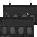 YOYIAG Rabbit Hay Feed Bag：2 PCS Hay Feeder Rabbit, Hay Feeder Guinea Pig with Adjustment Belt, Hanging Feeding Hay with 4 Holes for Small Pets Rabbit Bunny Hamster Guinea Pig (Black)