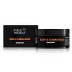 Pink Woolf Shaving Soap for Men | Oudh & Sandawood | Wet Shaving Soap with Rich Creamy Lather | Smooth Razor Glide for Safety Razor & Brush Shaving | 50g Jar