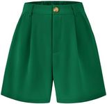 KIRUNDO Women's Shorts 2024 Trendy Summer Dressy Elastic High Waisted Pleated Business Casual Work Shorts with Pockets Green