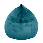 Dojo Teardrop Bean Bag Chair (Filled) - Plush Ultra Soft Giant Bean Bag for Adults, Teens - Double Stitched, Easy to Clean (Velvet Green, Filled Bean Bag)