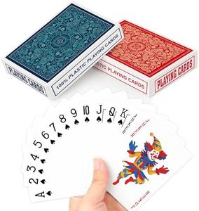 Plastic Playing Cards Waterproof Playing Cards 2 Pack,Decks of Poker Cards Set for Adults,Poker Size Regular Index,Suitable for Various Cards Games,Bridge,Pinochle,Cartas