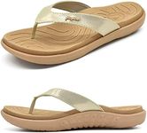 jiajiale Womens Fashion Orthotic Flip Flops Ladies Slip On Lightweight Comfortable Thick Cushion Yoga Mat Thong Sandals With Plantar Fasciitis Arch Support Beige 10