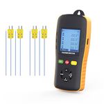 Tzone Thermocouple Thermometer Data Logger for K/T/J Type Probe,4 Channels Handheld USB Temperature Recorder with Sound Alarm,Calibration,49920 Groups Report