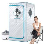 Smartmak Portable Full Size Portable Steam Sauna, Personal Steam Sauna at Home, Indoor Full Body Steam Sauna Spa, 4L 1600W Portable Sauna Steam Generator, Remote Control and Timer, with Folding Chair