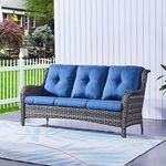 HUMMUH 3-Seat Outdoor Wicker Sofa PE Rattan Patio Couch with Cushions,Deep Seat High Curved Back Armset Patio Sofa