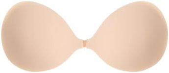 MITALOO 2025 Adhesive Bra Seamless Sticky Invisible Push up Bras Solid Silicone Pasties Nipple Cover for Women Warm Beige