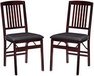 Linon Mission Back Folding Chair in a Set of Two, Vinyl, Espresso