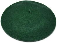 JOYHY Women's Solid Color Classic French Style Beret Beanie Hat Dark Green