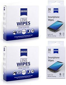 Zeiss Pre-Moistened SmartPhone & Lens Cleaning Wipes Combo for Spectacles, Binoculars, Mobiles, Tablets, Laptops, LCD Display, Cameras (4 Pack of 30 Pieces - Total 120 Pieces Wipes
