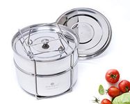 ecozoi Premium Extra Deep Stackable Steamer Insert Pans Pot in Pot for Instant Pot 6, 8 Quart Instant Pot Accessories - 2 Tier | Interchangeable Lids | Comes with 5 Additional Mini Cups for Baking