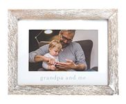 Pearhead Grandpa & Me Keepsake Rustic Picture Frame, New Grandpa Gifts from Baby, Distressed Wood, 4" x 6"