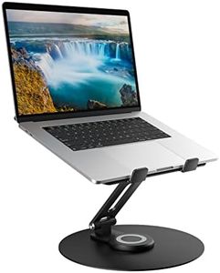Support Ordinateur Portable avec Base Rotative à 360°, Laptop Stand Pliable en Aluminium Réglable en Hauteur pour le Travail, Rehausseur Ergonomique de PC Portable(10-17") Macbook/Lenovo/HP, Noir