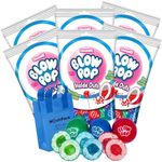 Bluw Pop Inside Out Gumballs, 6 Pack Bulk Blw Pops Bubble Gum, Gum Outside and Crushed Candy Inside, Mini Gumballs, Gumball Machine Refills, with Nosh Pack Bag