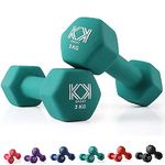 KK Neoprene Dumbbells for Home, and Gym- Hand Weights Dumbbells for Exercise, Fitness, Training, and Weight Lifting (Green (2 x 3kg))