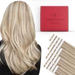 Moresoo Tape in Hair Extensions Human Hair Blonde Highlight Tape in Extensions Real Human Hair Ash Blonde with Blonde Tape in Human Hair Extensions Blonde #P18/613 20pcs 30g 12 inch