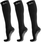 LA Active Graduated Compression Socks with Non-Slip Grips for Safety - 20-30mmHg for Women & Men - Perfect for Travel, Recovery, Medical and Maternity Support (Black x 3, Large)