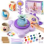 Luxfizz Pottery Wheel for Kids - Complete Pottery Painting Kit Arts and Crafts for Kids Ages 6-14 with 2 Pack Air Dry Clay Art Supplies Toys for Boys Girls Christmas Birthday Gift for Ages 6-14