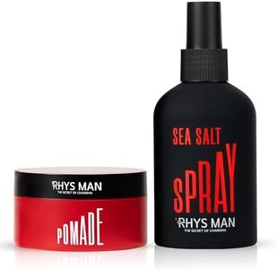 RHYS MAN Sea Salt Spray and Pomade for Men Bundle – Texturizing Spray for Volume and Natural Texture with Oil Based Strong Hold Pomade – Medium High Shine Classic Styling Set, Grooming Gift