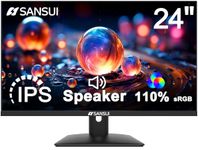Sansui 24 Inch IPS Monitor with Speakers Built-in MPRT 1MS, DP HDMI VGA Ports, 110% sRGB HDR FHD 1080P Computer Monitor Frameless/Eye Care/Tiltable/Cable Management(ES-24X5A HDMI Cable Included)