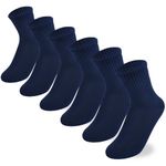 Boys Crew Socks Kids Seamless Cotton Socks Dress Socks Uniform Socks for Girls 8-11 Years,6 Pairs (Navy, L)