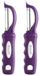 Spring Chef Premium Swivel Vegetable Peeler, Soft Grip Handle and Ultra Sharp Stainless Steel Blades - Perfect Kitchen Peeler for Veggie, Fruit, Potato, Carrot, Apple - Purple - Set of 2