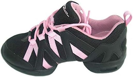 Skazz by Sansha Women's Dance Studio Exercise Sneakers Mesh Pu Split-Sole Paddy, Black/Pink, 5.5