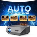 Auto Focus Projector 4K Daylight,1200ANSI High Lumen Native 1080P Projector WIFI6 HDR,Smart Android 2+16G Home Theater Video Projector Bluetooth Auto Keystone Apps HDMI PS5 Support,Ceiling Mounted