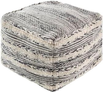 Mark&Day Pouf Ottoman, Raxendorf Global Black Rectangle Pouf Foot Rest for Living Room, Bedroom and Boho Home Decor (14"x20"x20")