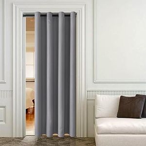 DWCN Light Grey Blackout Curtain Panel for Door Way - Thermal Insulated Energy Saving Grommet Blackout Drapery for Patio Door, Room Divider Curtain （W54 inches by L78 inch, 1 PC