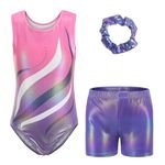 Cucudy Gymnastics Leotards for Girls Long Sleeve/Sleeveless Gradient Color Diamond Leotard Dancing Ballet Gymnastics Athletic Leotard for Kids 5 6 7 8 9 10 11 12 Years