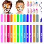 SAYEEC Temporary Tattoo Markers for Skin 12 Colors Washable Body Markers Brush Tip Acrylic Face Paint Pens Kit Nail Art Polish Pens for Cosplay Makeup Birthday Halloween Rock Painting DIY Nail Beauty