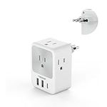 Italy Plug Adapter, TESSAN Canada to Italy Power Adapter with 4 Outlets 3 USB Charger (1 USB C Port), Type L Travel Adaptor for Canada to Italian Chile Ethiopia Libya Syria Tunisia Uruguay