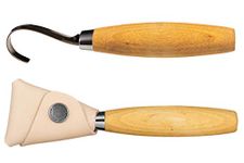 Morakniv Wood Carving Hook Knife 164, Right-Handed, w/Leather Sheath, Birchwood (M-13385)