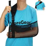 supregear Mesh Arm Sling, Medical Shoulder Immobilizer Adjustable Lightweight Rotator Cuff Support Brace for Injured Arm Elbow Wrist Hand, Fits Left/Right Arm Men Women Adults Children (Black, L)