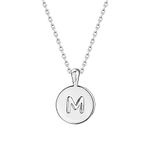 PAVOI 14K White Gold Plated Letter Necklace for Women | Gold Initial Necklace | Letter M