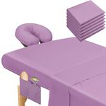 Mixweer 9Pcs 3Set Massage Table Sheets Set Include Massage Bed Sheets Massage Bed Cover Massage Face Rest Cover Spa Bed Cover Washable Massage Fitted Sheet for Beauty Salon Spa Hair Salon (Purple)