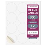 NextDayLabels - Laser/Ink Jet White Labels (2-1/2" Round - 12 Per Page | 300 Labels)