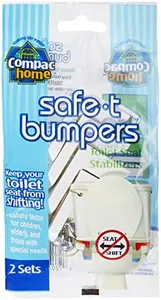 COMPAC HOME Safe -T- Bumpers - Toilet Seat Stabilizers, Keeps Children, Elderly, Disabled Safe from Slipping Off Shaking, Moving or Wobbly Toilet Seat, White, 2 Count