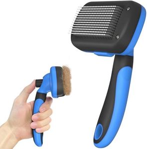 Dipoo Self-Cleaning Brush for Pet Deshedding - Skin-Friendly Grooming Tool for Dogs and Cats, Blue