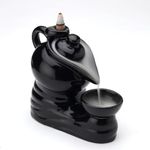 SriMaa Ventures Black Tea Kettle Smoke Backflow Cone Fountain Incense Holder with 10 Free Smoke Backflow Cones for Living Room, Home Decor, Gifting