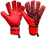 Kobo 2324-Alpha-HD Latex Soccer Goal Keeper Gloves, 8.5-inch (Red)