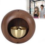 AVEDIA Aesthetic Japanese Style Round Wooden Doorbell Dopamine Small Brass Door Bell for Entry Alert for Shopkeepers, Office Chime, Wireless Hanging Home Entrance Decoration (Dark Brown)