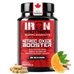 Iron Brothers Nitric Oxide Supplement for Men & Women | Pre-Workout Booster for Supporting Muscle Pump, Blood Flow & Endurance | L-Arginine, L-Citrulline & Pine Bark Extract | 120 Vegan Capsules