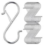 S Hooks with Safety Buckle, 17 Pack Metal S Shaped Hook for Hanging Plants,Pots, Closet, Kitchen Utensil, Clothes, Jeans Christmas Hanging Lights, 3.5 Inch Silver