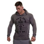 Gold's Gym Men's Workout Training Hooded Long Sleeve Sweat Top, Grey Marl, Large